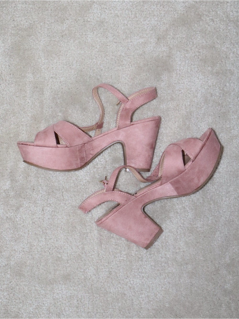 Pink Platform Block Heel Sandals